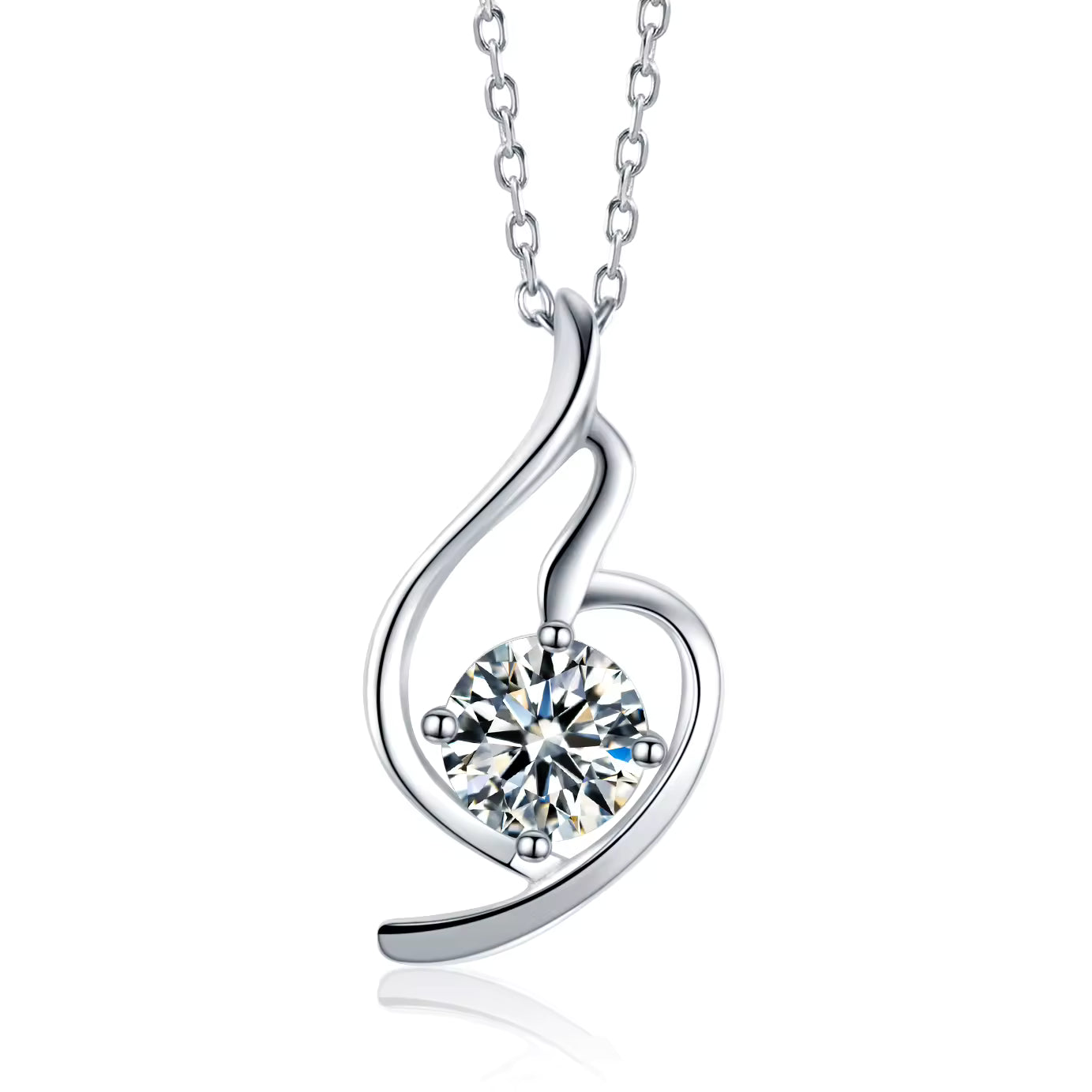 1 CT Moissanite Fancy Swirl Necklace GRA Certified