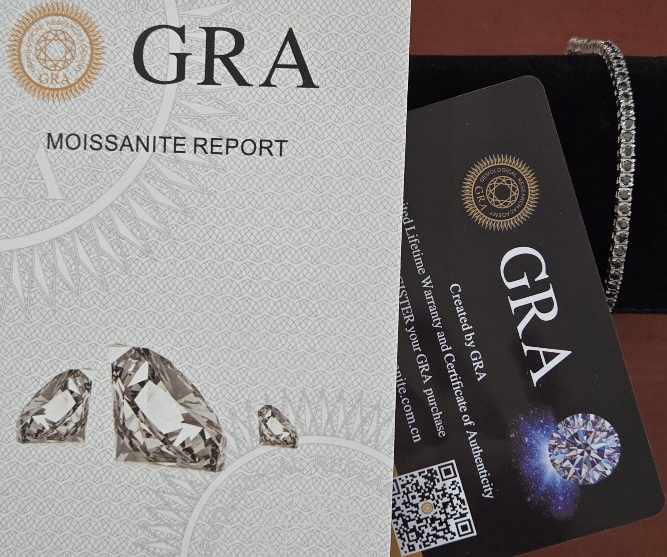 Moissanite GRA Certified Women's 7" Black Tennis Bracelet