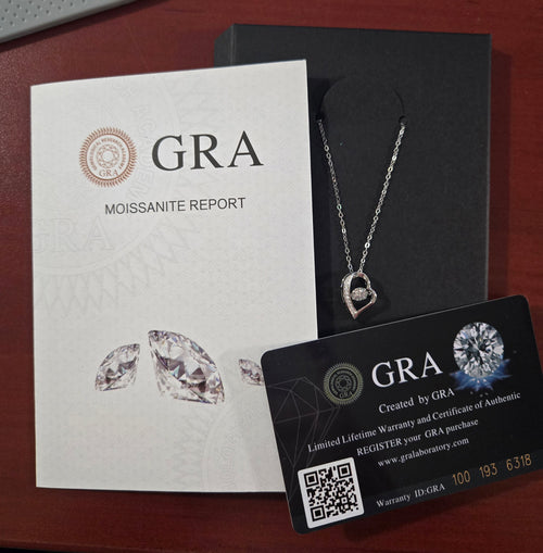 1/2 CT Moissanite Heart Necklace GRA Certified