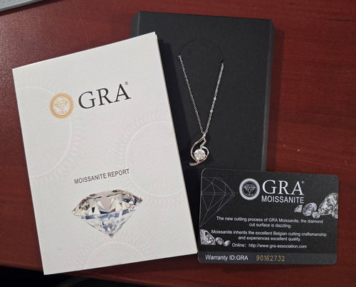 1 CT Moissanite Fancy Swirl Necklace GRA Certified