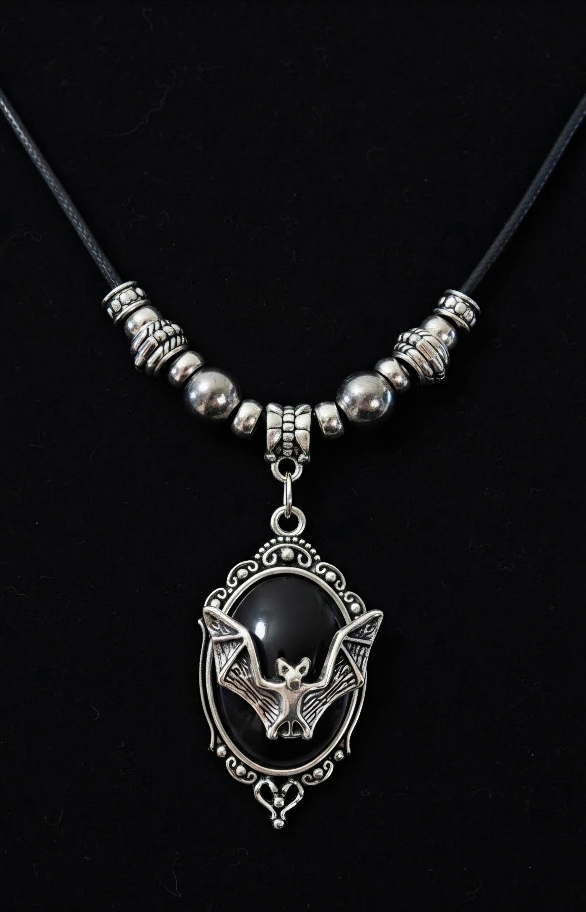 Goth Bat Pendant Leather necklace