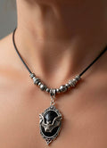 Goth Bat Pendant Leather necklace