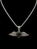 Winged Black Heart Necklace