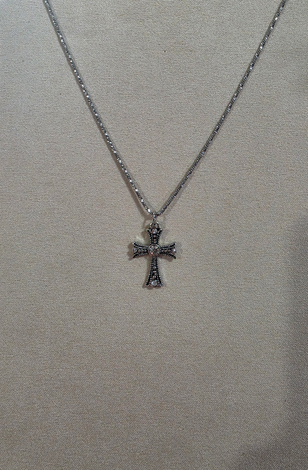Decorative Cross Necklace with Crystals