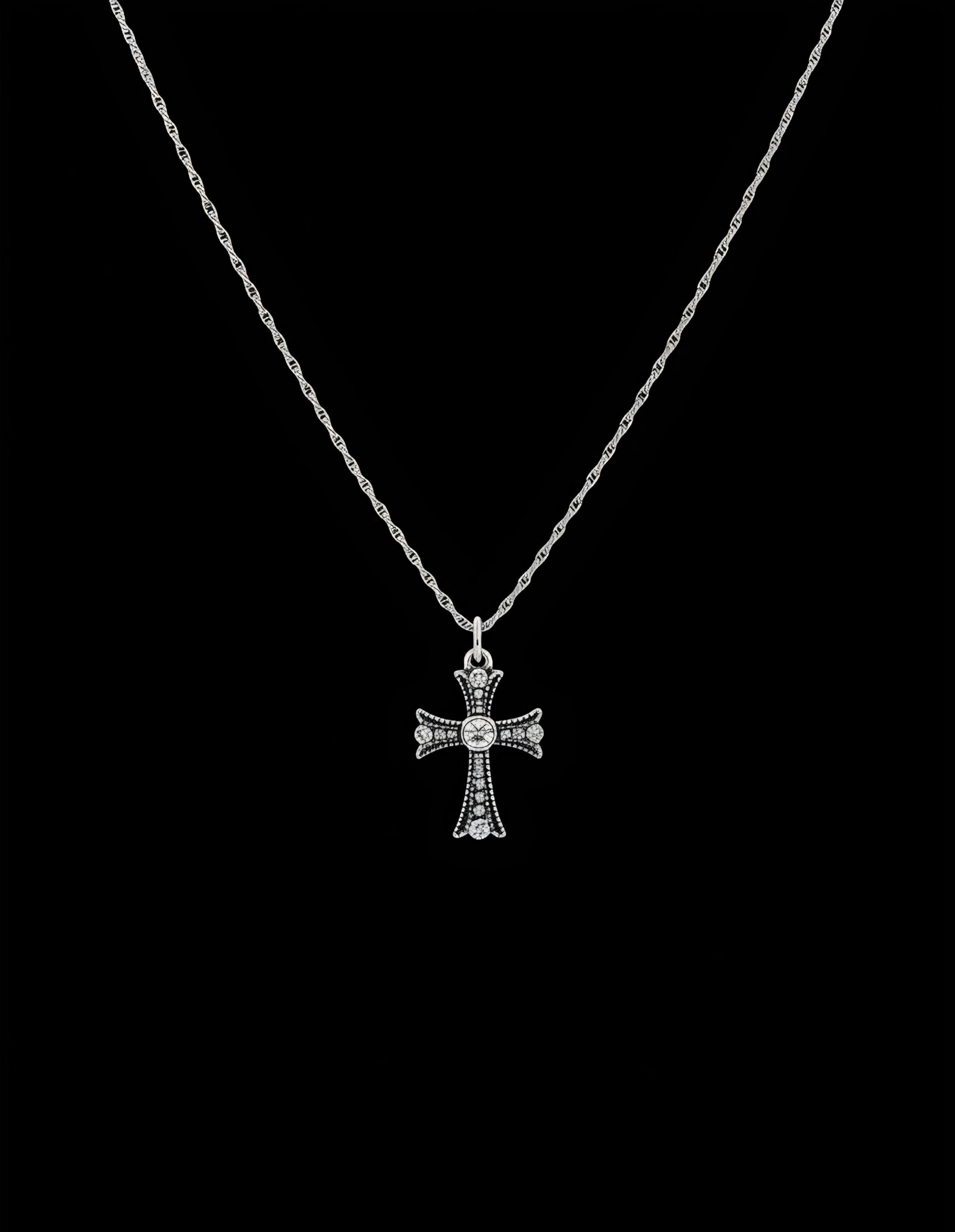 Decorative Cross Necklace with Crystals