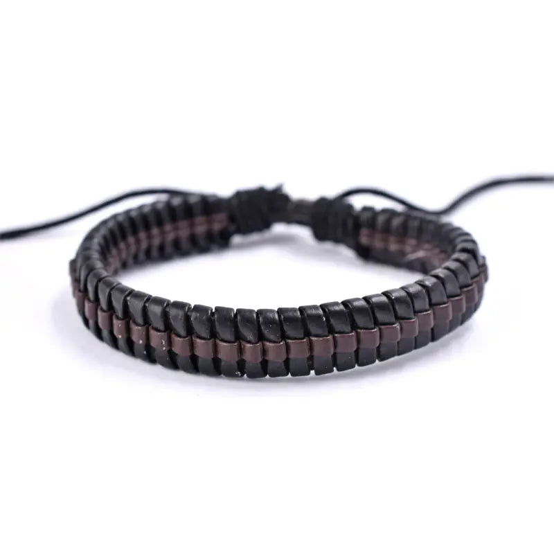 Leather Braided Bracelet Set