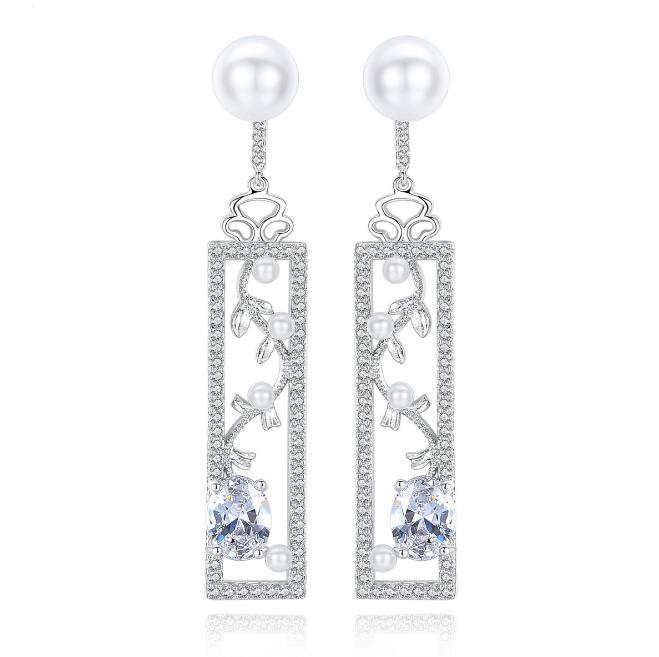 Pearl and Opal Long Earrings