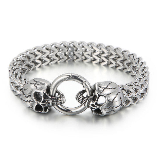 2 Skulls with Ring Bracelet