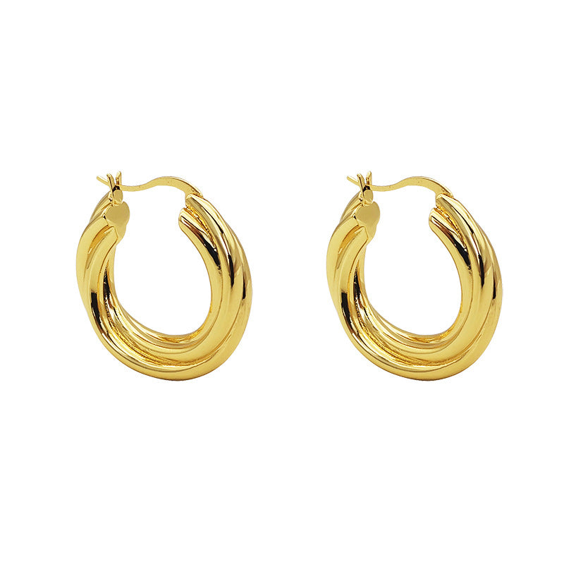 Luxury Gold Twist Hoop Earrings