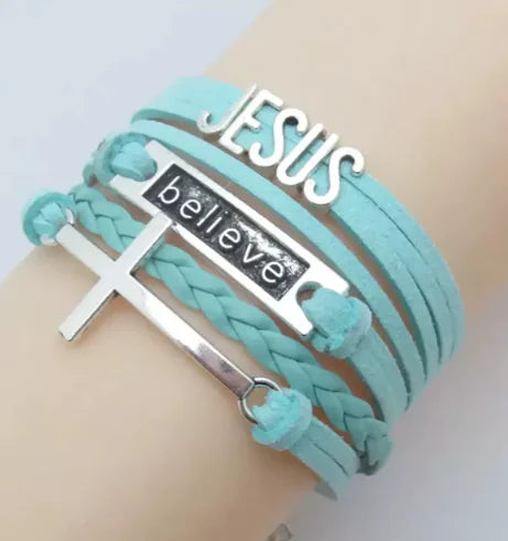 Woven JESUS and Cross Design