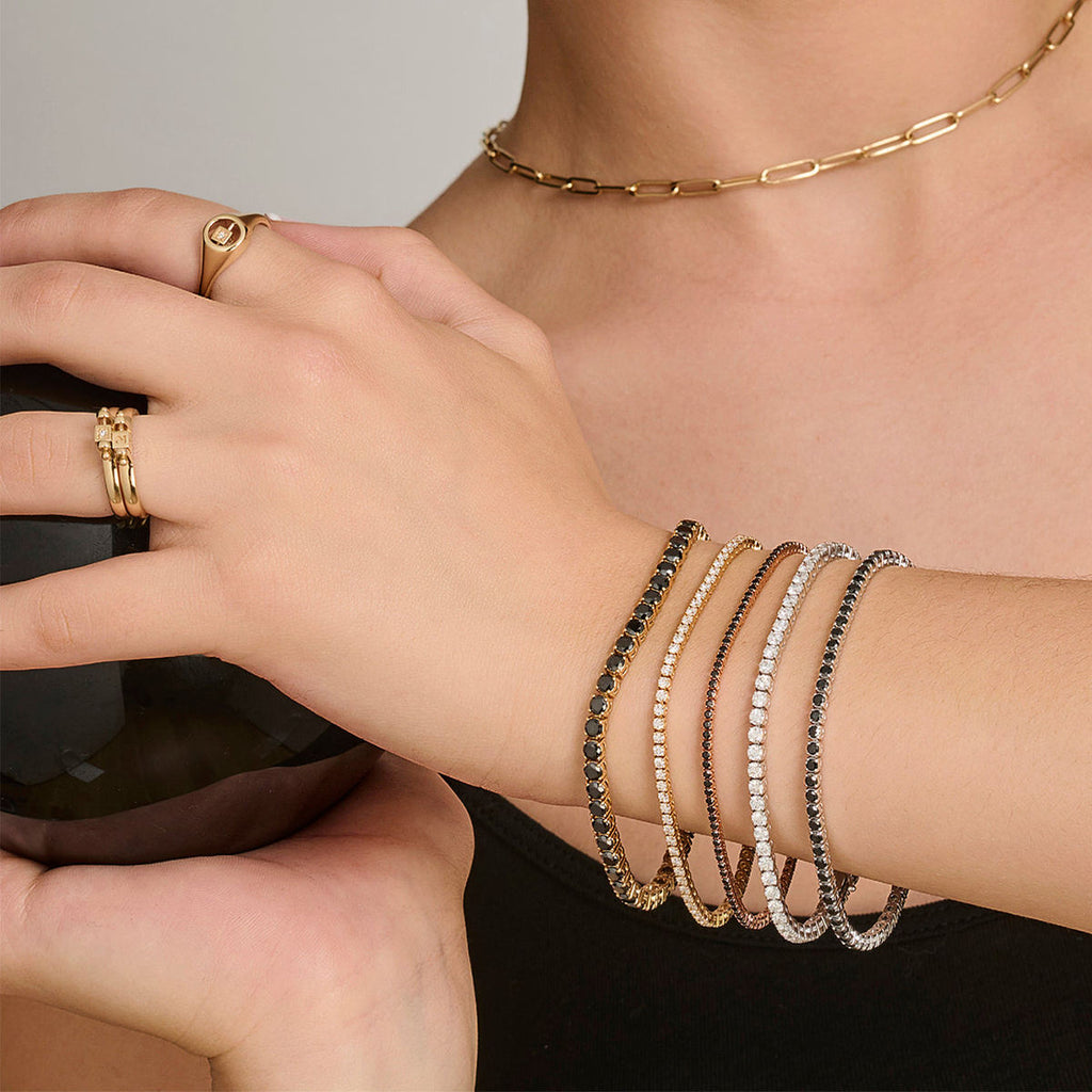 Moissanite GRA Certified Women's 7" Black Tennis Bracelet