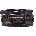 Multi-Layer Braided Leather Bracelet Set with Beads