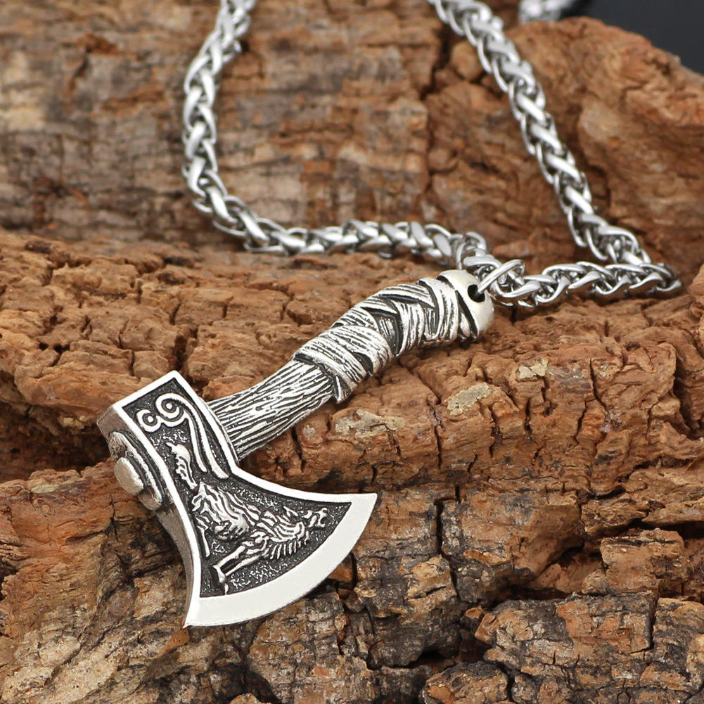 Viking Celtic Axe Pendant Chain Necklace