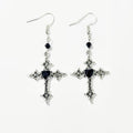 Black Heart Cross dangle earrings