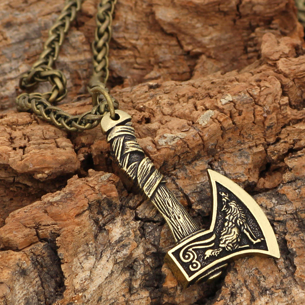 Viking Celtic Axe Pendant Chain Necklace