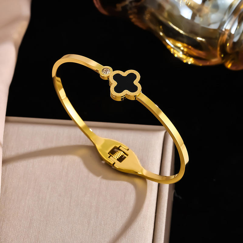 Flower Shape Zircon Inlaid Bangles