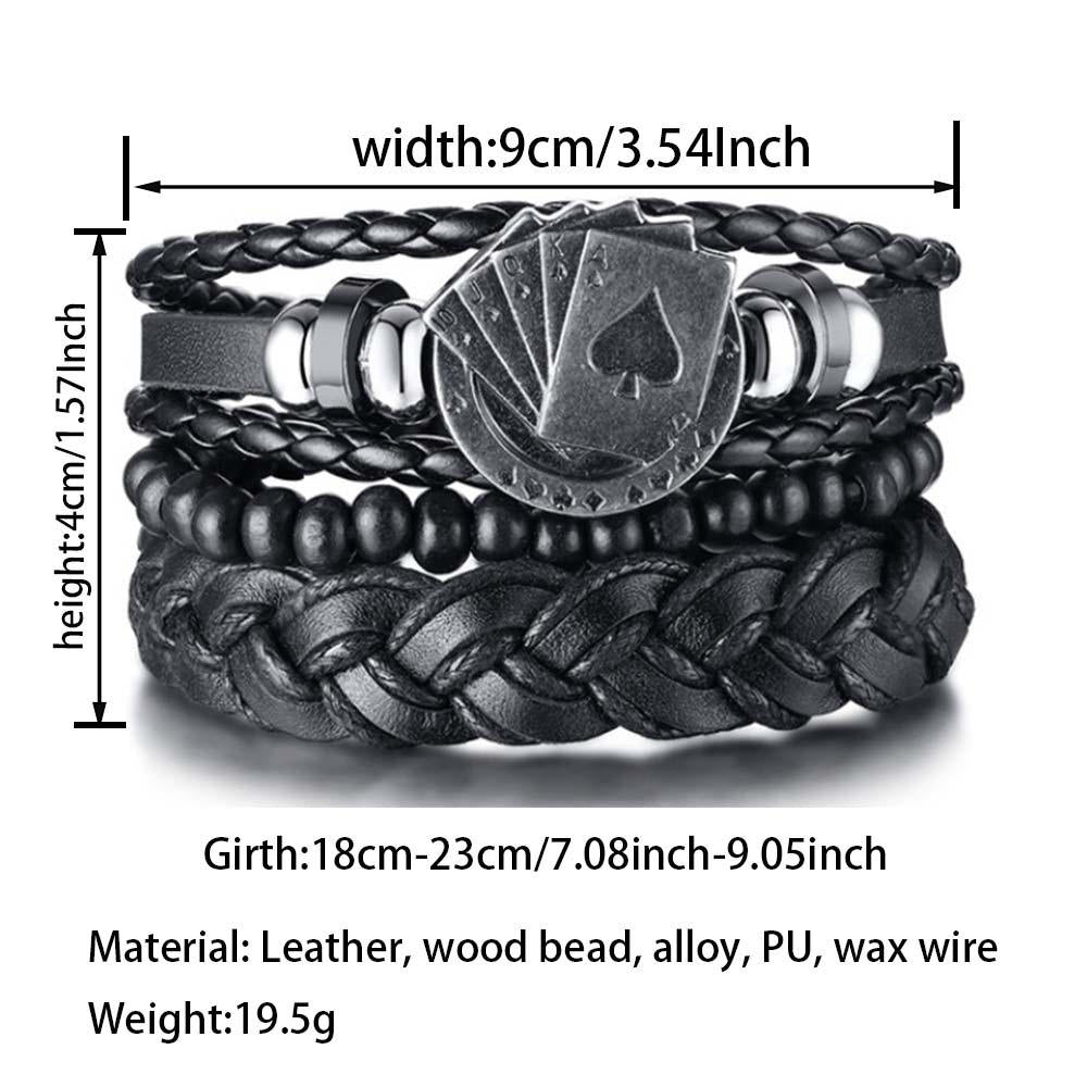 Multi-Layer Braided Leather Bracelet Set with Beads