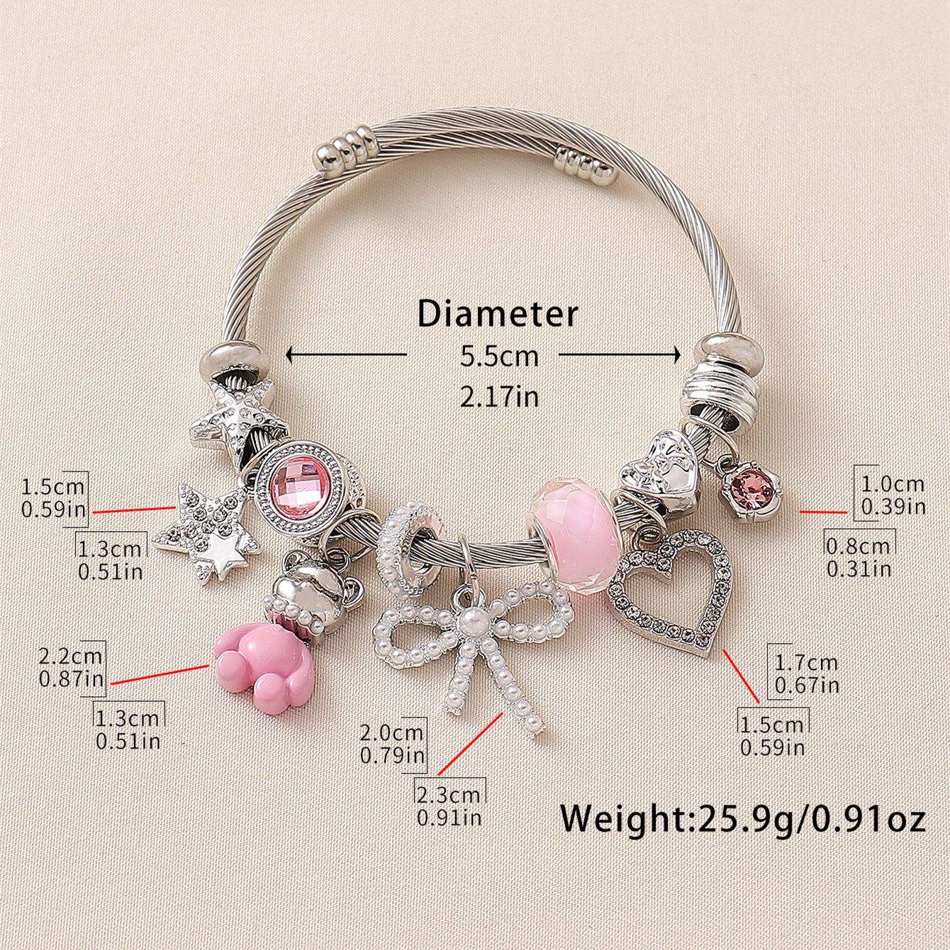 Multi Charm Bracelet Bow Bear Star