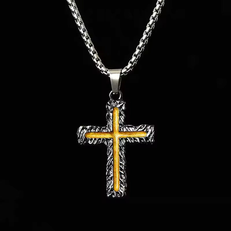 Gothic Punk Silver Cross Pendant Necklace