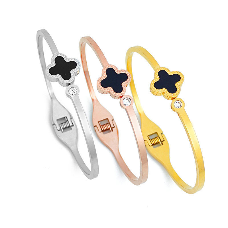 Flower Shape Zircon Inlaid Bangles