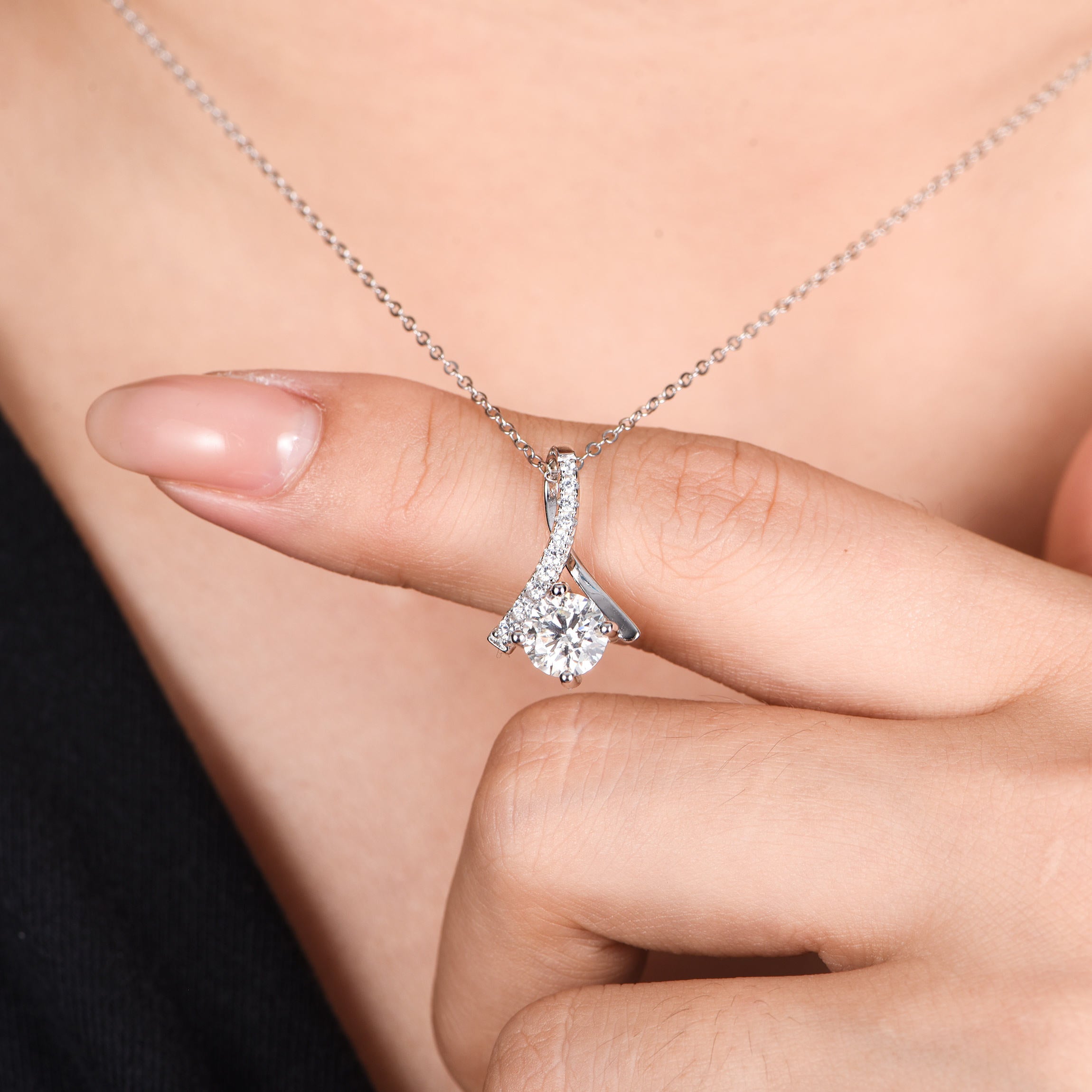 1 CT Moissanite Drop Style Necklace GRA Certified