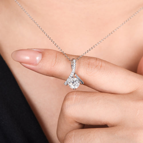 1 CT Moissanite Drop Style Necklace GRA Certified