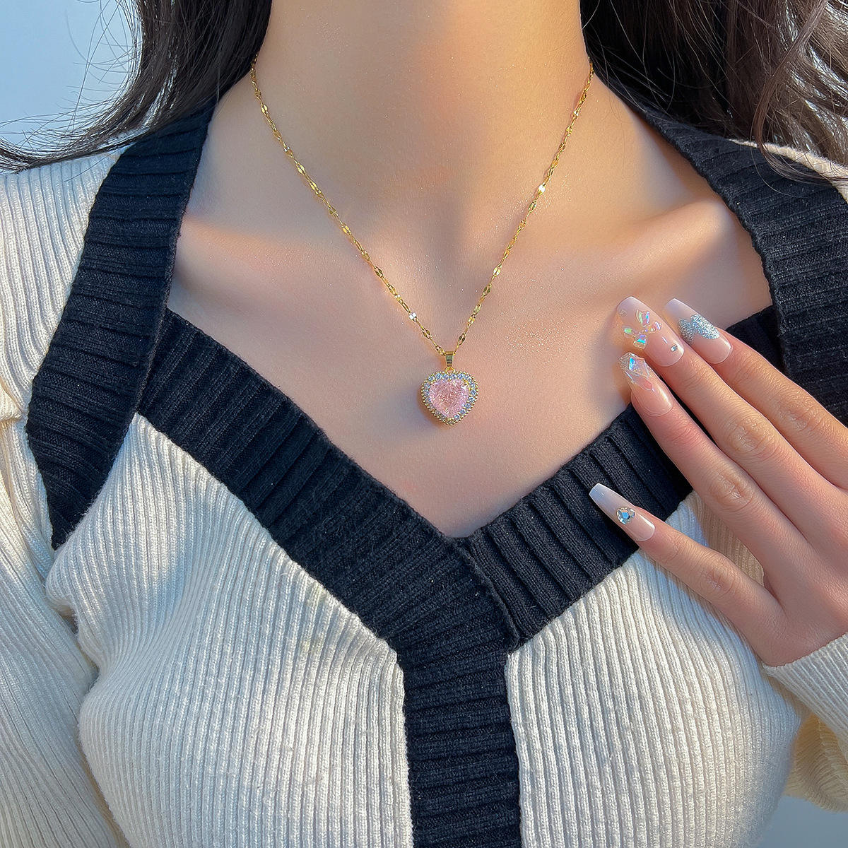 Pink Diamond Collarbone Chain