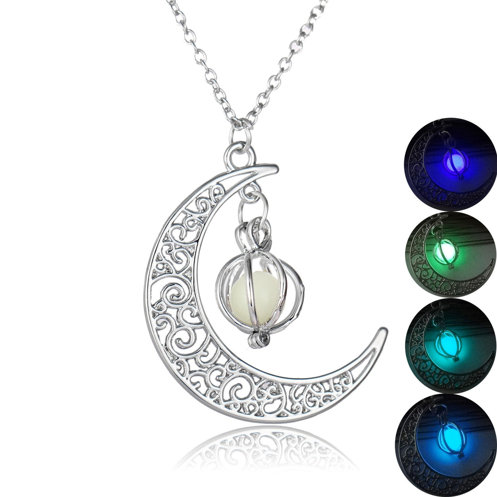 Glow in the dark Moon Pendant necklace