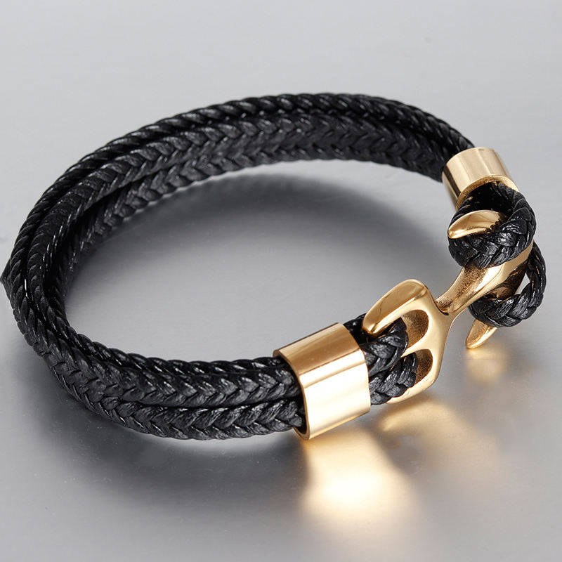 Anchor Leather Bracelet