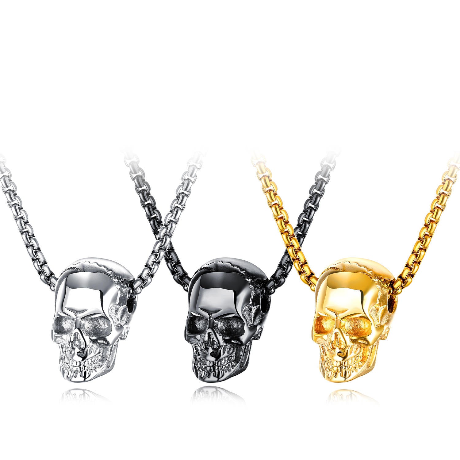 Goth Style Single Skull Chain Necklace