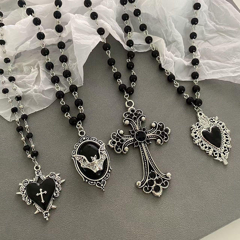 Goth Punk Style Beaded Chain with Pendant
