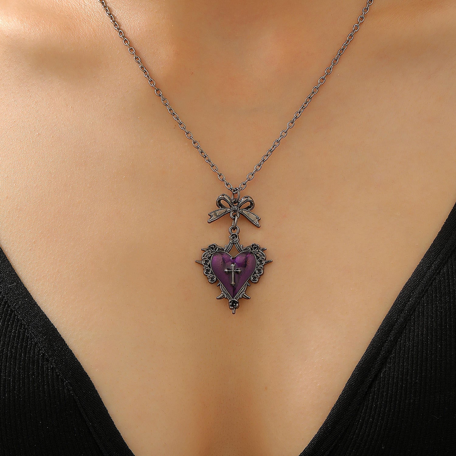 Goth Punk Heart Necklace