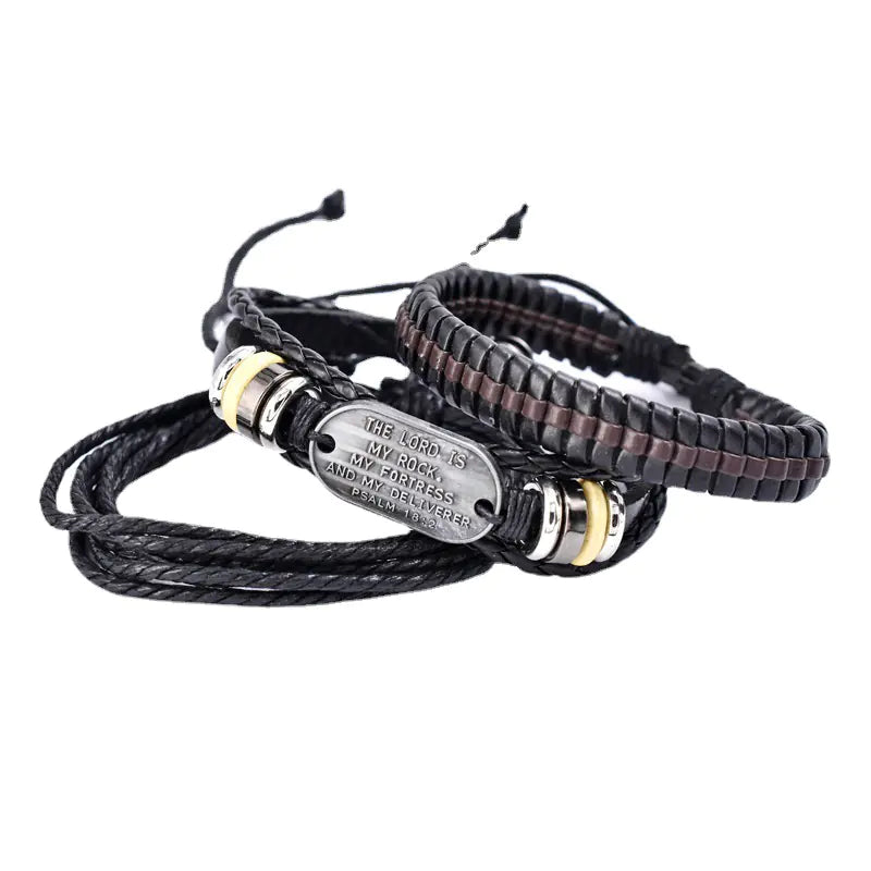 Leather Braided Bracelet Set