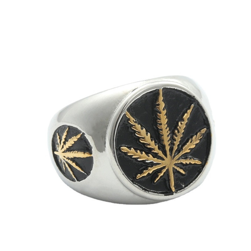 Round Ring with Gold Leaf Accent