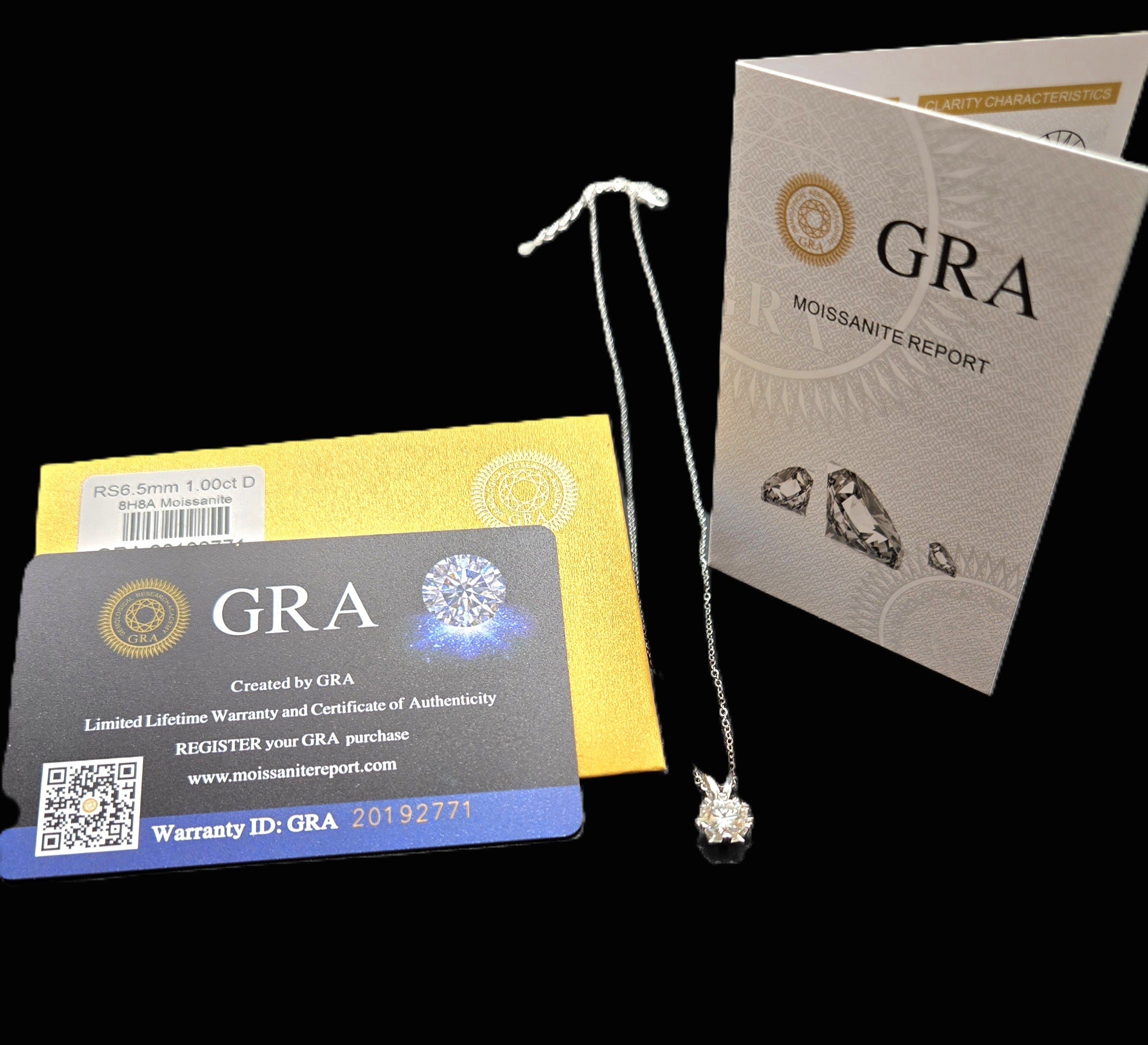 Moissanite GRA Certified 1 CT solitaire Necklace