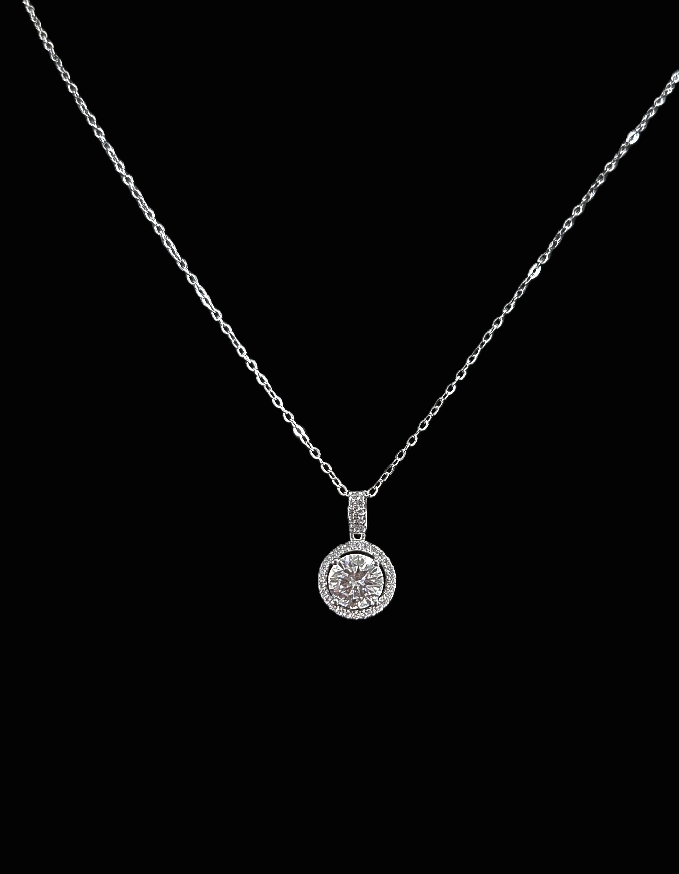 Moissanite Halo Solitaire Necklace GRA Certified