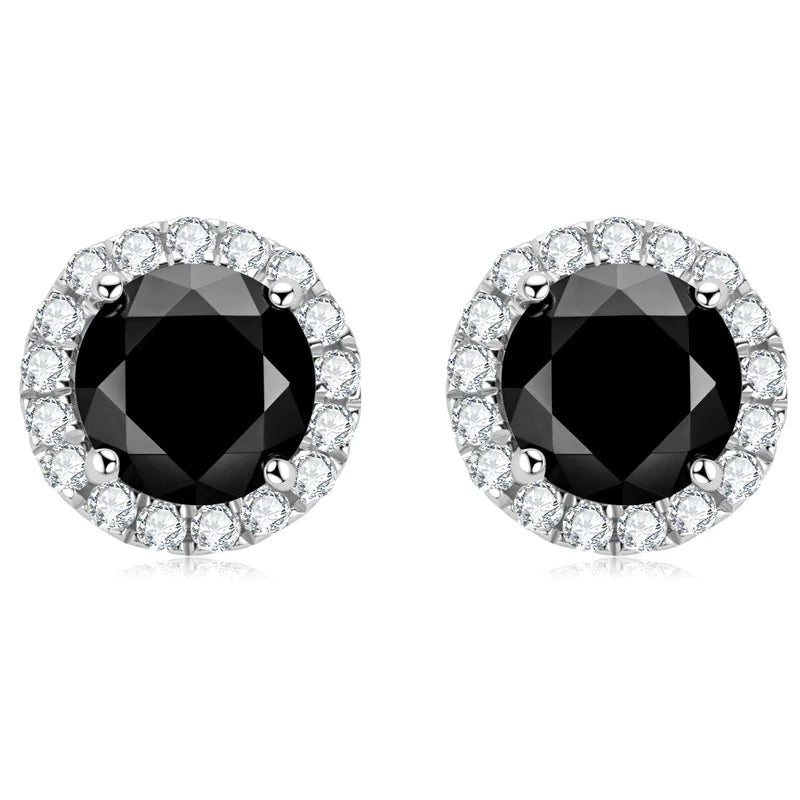 Black Moissanite Earrings with halo setting
