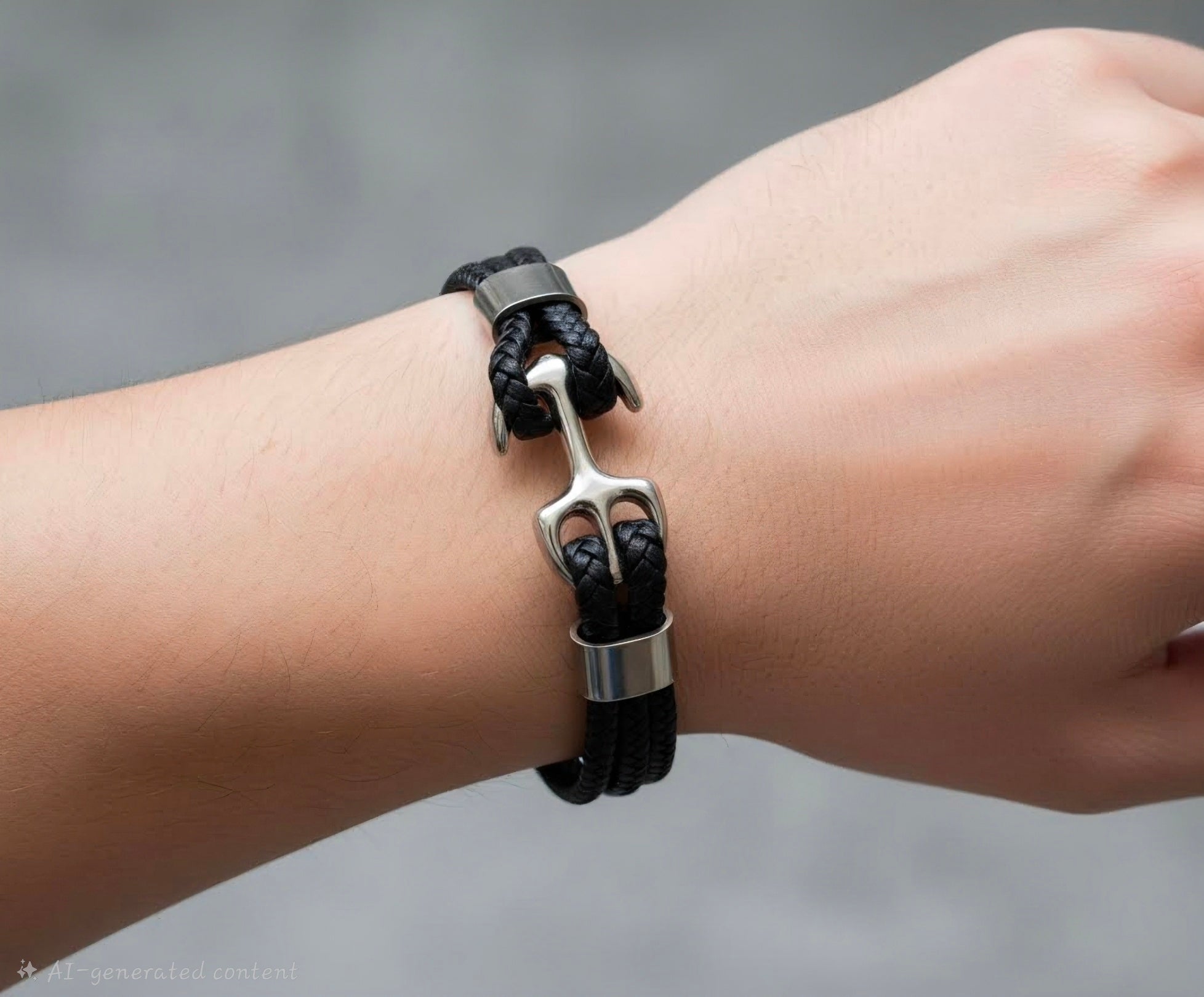 Anchor Leather Bracelet