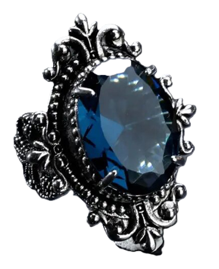 Vintage Style Lace Design Blue Zircon