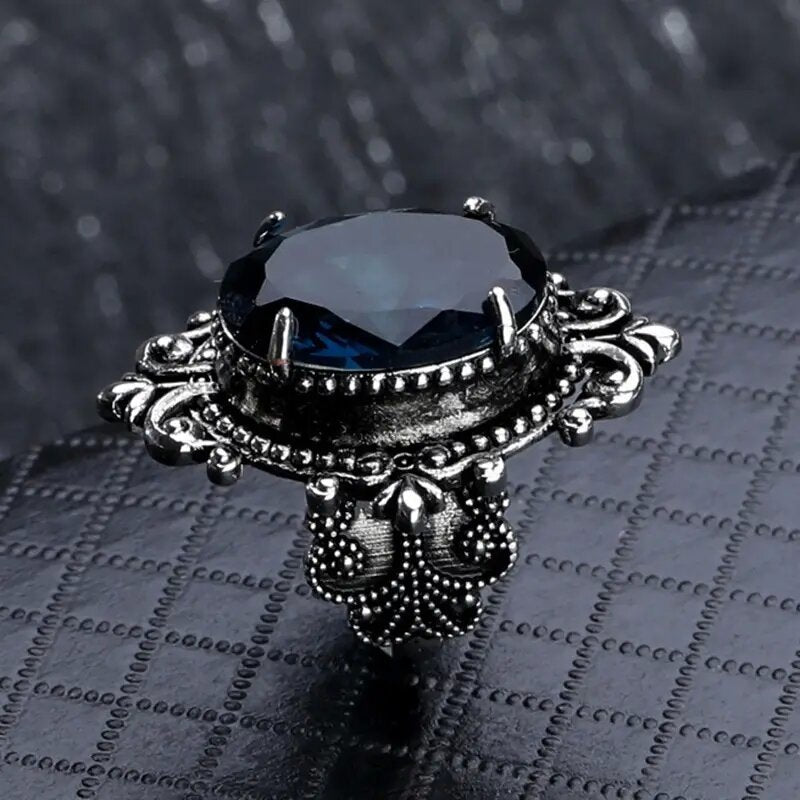 Vintage Style Lace Design Blue Zircon