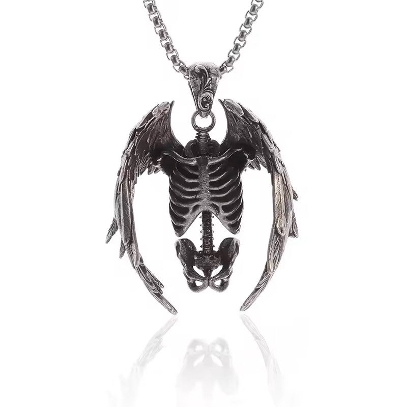 Winged Skeleton Torso Necklace
