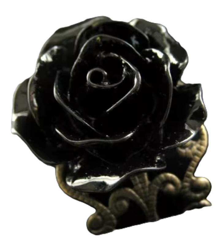 Large Black Rose Ring