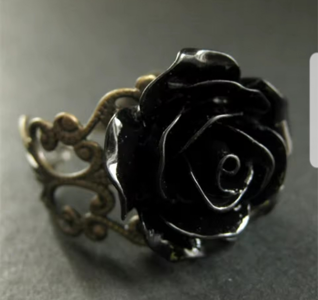 Large Black Rose Ring