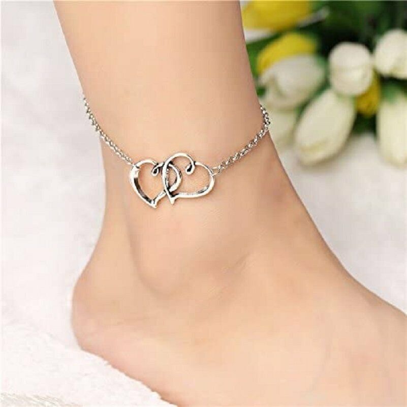 Double Heart Arrow Ankle Bracelet
