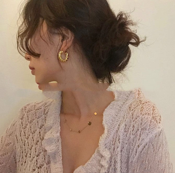 Luxury Gold Twist Hoop Earrings