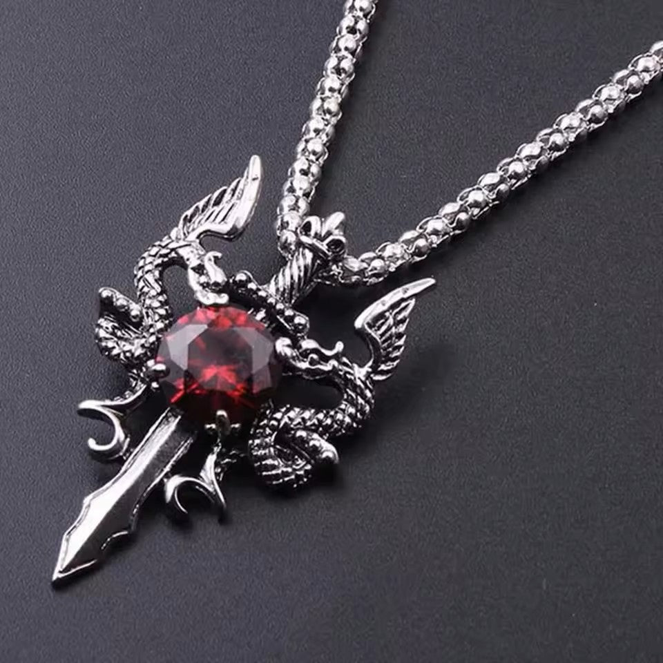 Dragon Wings and Sword Necklace
