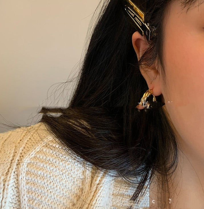 Luxury Gold Twist Hoop Earrings