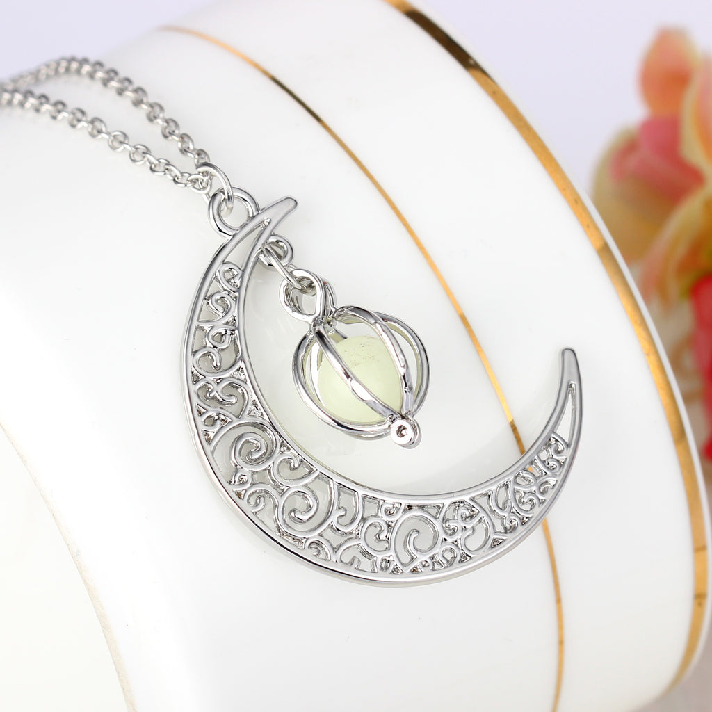 Glow in the dark Moon Pendant necklace