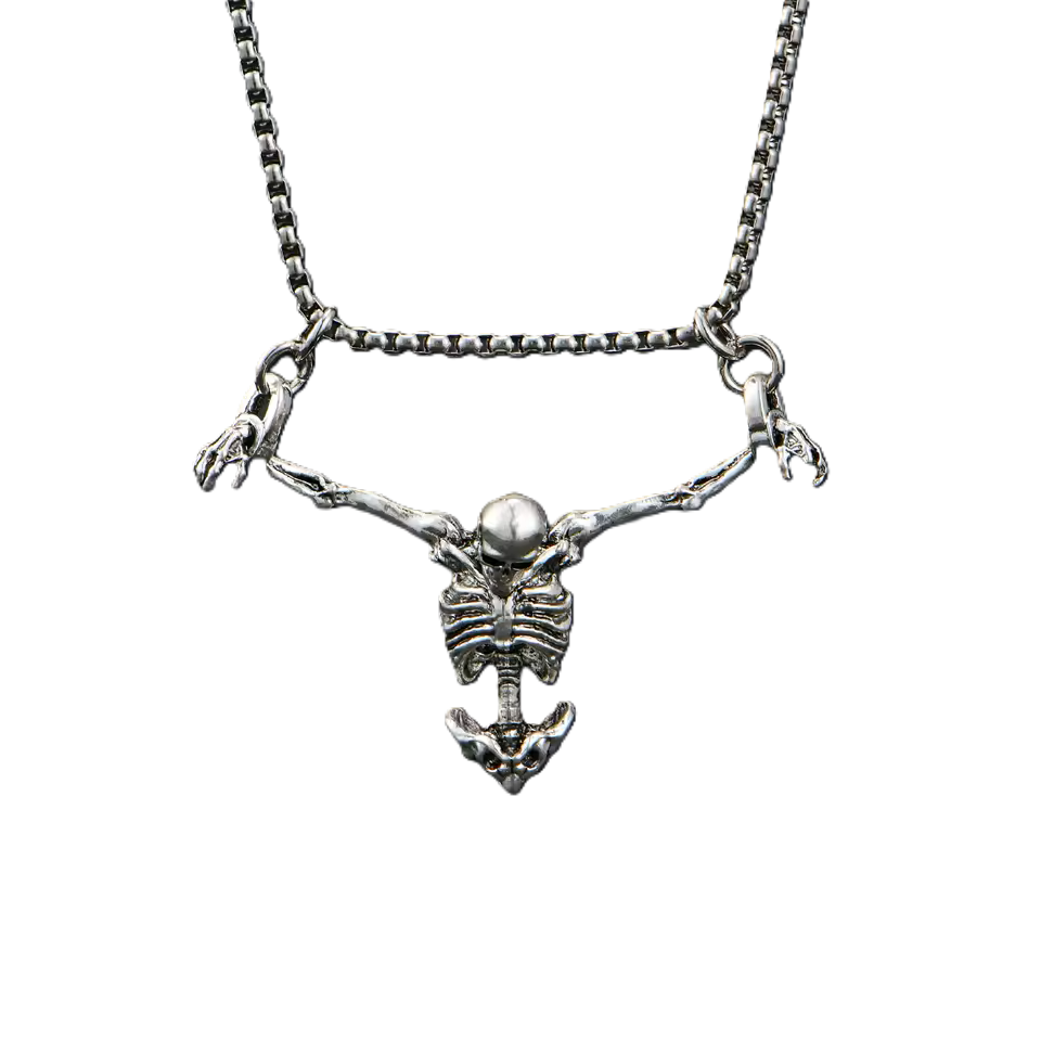 Hanging Skeleton Pendant Necklace