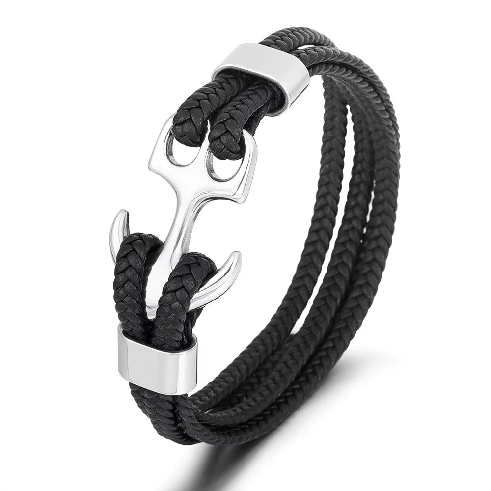 Anchor Leather Bracelet
